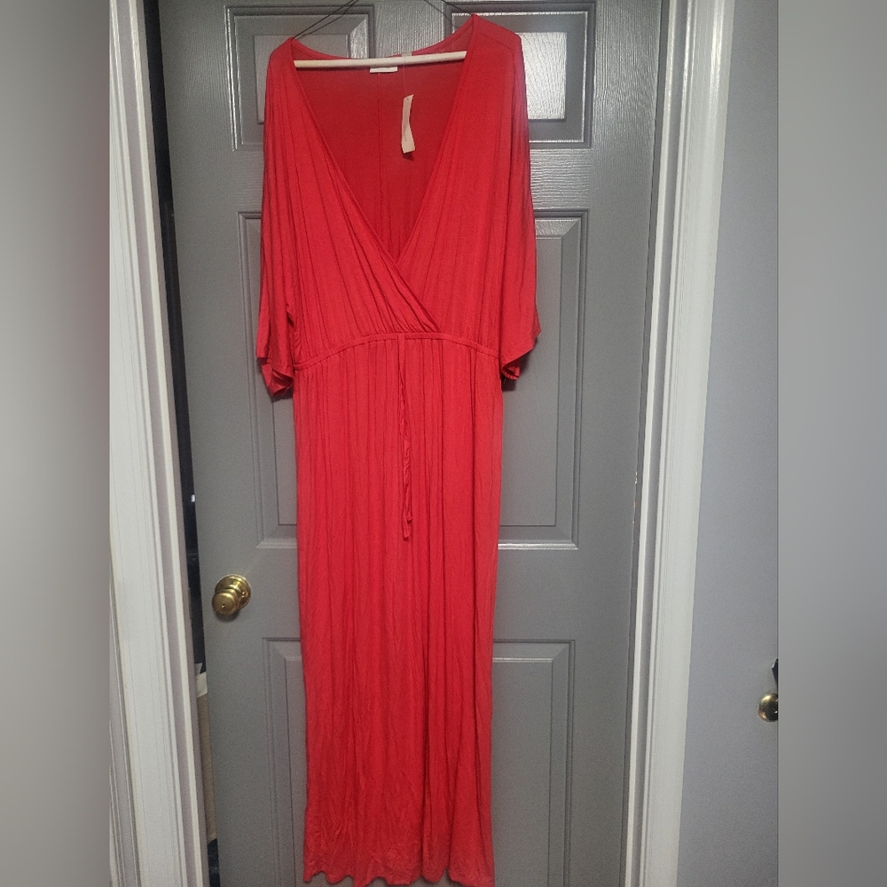 Dolman Wrap Maxi Dress (Bell Pepper Red)